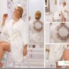 Жіночий короткий махровий халат з вишивкою + 2 рушники, 100% Бавовна, Туреччина, колір рожевий — фото 4