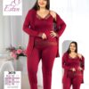 Жіноча піжама великого розміру з мереживом 2XL–3XL (54-58), бордова, Miss Dunya Lissa, Туреччина — фото 6