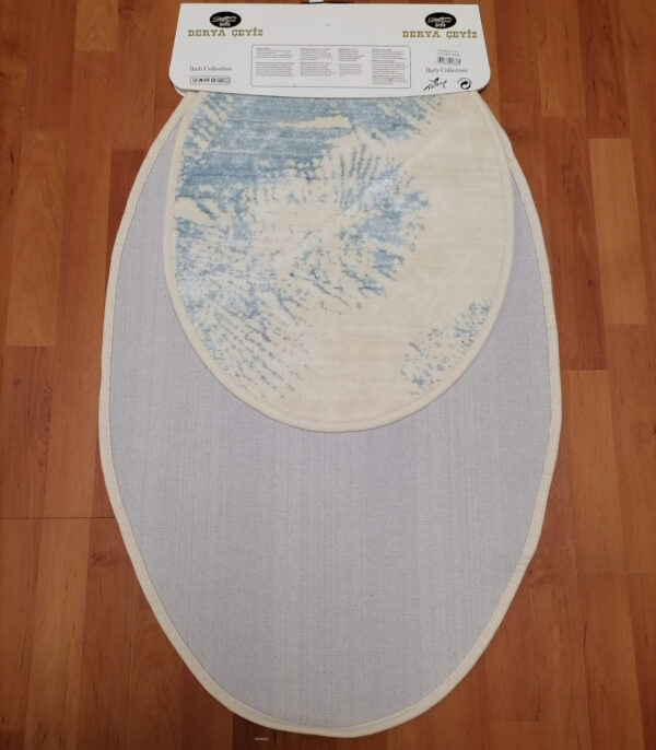 Набір килимків для ванної та туалету 100×60 і 60×50 см, 100% бавовна Derya Ceviz Туреччина, молочний фон з візерунком — фото 4