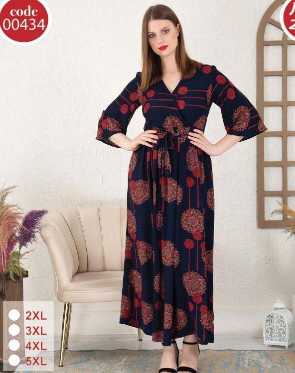 Легка літня сукня зі штапелю довга максі в підлогу синя Merve Moda 434, Туреччина, розмір 48 — фото 7