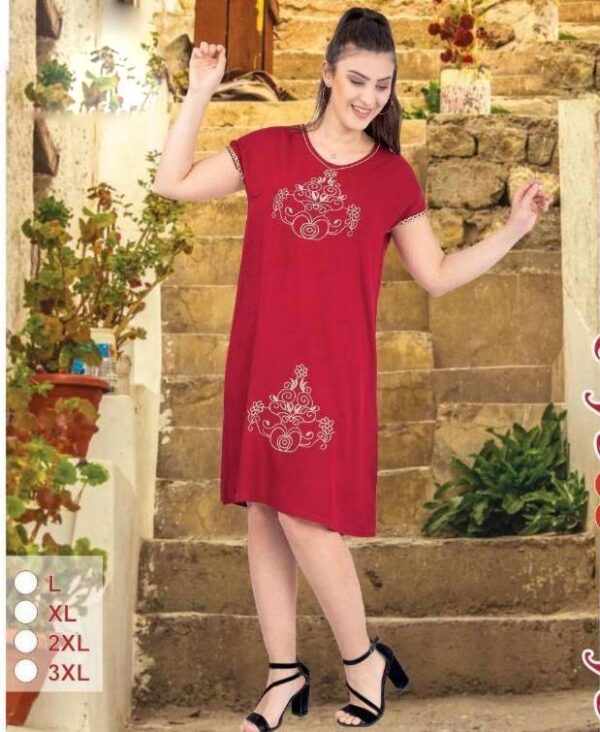 Літня жіноча сукня зі штапелю з вишивкою Merve Moda 424, Туреччина, бордова, розмір L (48) — фото 4