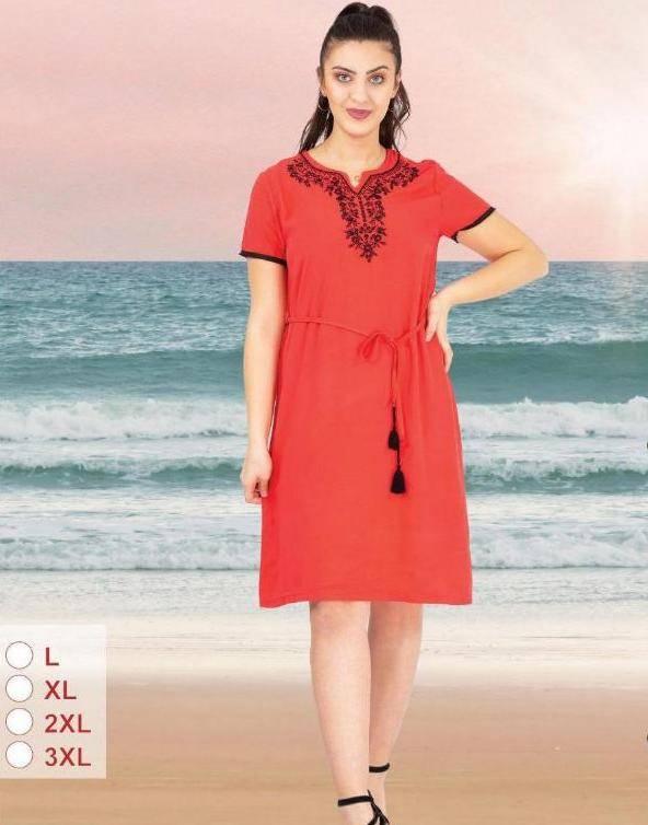 Літня жіноча сукня міді зі штапелю з вишивкою Merve Moda 426, бавовна, Туреччина, розміри 50–56 — фото 6
