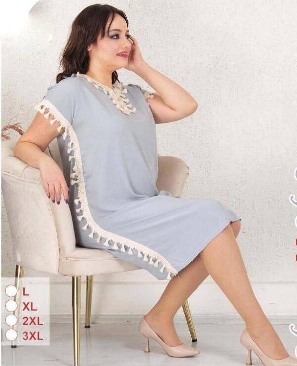Жіноча літня сукня Merve Moda 435 зі штапелю, сіра, розмір 50 (L) — фото 5