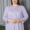 Код товару: 105008 Нічна сорочка великого розміру 58–66, модель 833, довгий рукав, довжина 120 см, Atinc, Туреччина, бавовна – жовтий, блакитний — фото 7