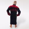 Код товару: 105587 Чоловічий махровий халат Home M (50-52), 100% бавовна, чорний з червоним, Туреччина — фото 7