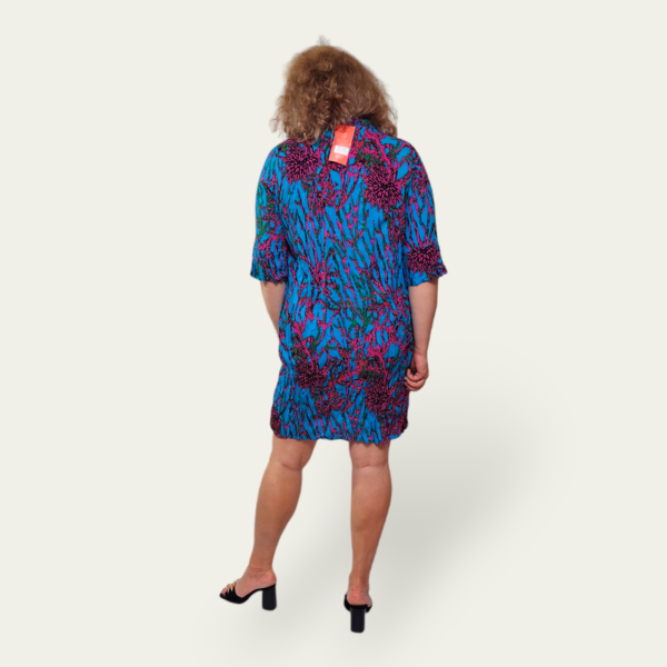 Жіноча літня сукня зі штапелю, блакитна, oversize 46–52, коротка, рукав 3/4, 100% бавовна, Туреччина — фото 6