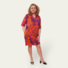 Жіноча літня сукня зі штапелю, помаранчева, oversize 46–52, коротка, рукав 3/4, 100% бавовна, Туреччина — фото 5