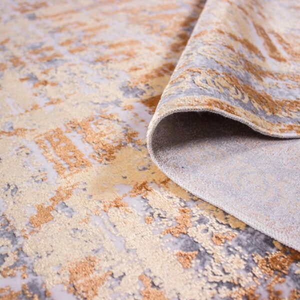 Килим з бахромою 80×150 см сіро-золотий REFORM CARPET IMAJ 1805, Туреччина, у вітальню, спальню, кухню — фото 4