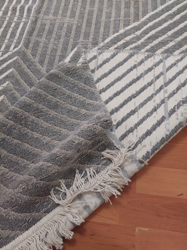 Турецький безворсовий килим 160×230 см сірий з бахромою Sacil kilim, бавовна акрил — фото 4