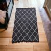 Двосторонній турецький килим 120×180 см Eko Sacil kilim, бавовна та акрил, з бахромою, чорний і білий, геометричний візерунок Ромб — фото 4