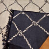 Двосторонній турецький килим 120×180 см Eko Sacil kilim, бавовна та акрил, з бахромою, чорний і білий, геометричний візерунок Ромб — фото 3