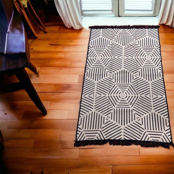 Код товара: 105739 Килим безворсовий чорний двосторонній 120×180 см Eko Sacil kilim Туреччина — фото 5
