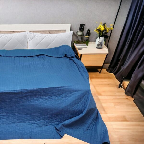 Літня ковдра, стьобане покривало My Home 220х240 см, синє, 100% бавовна, Туреччина — фото 4