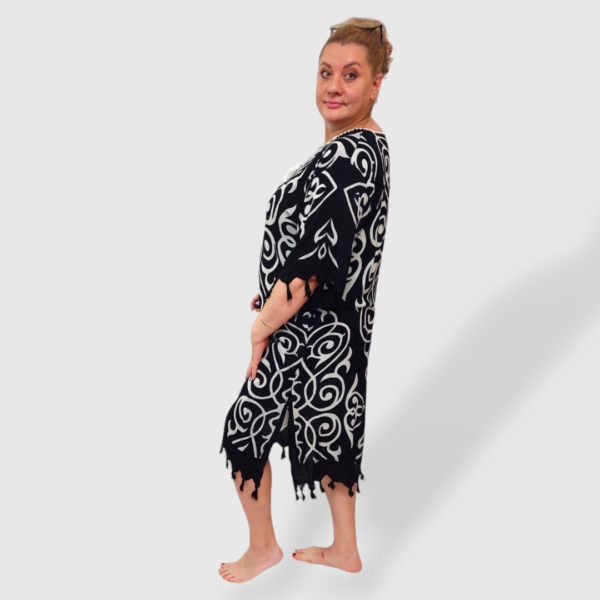 Пляжне плаття-туніка oversize, 100% бавовна, чорне, розмір 50–56, Туреччина — фото 4