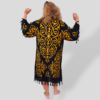Пляжна туніка-халат oversize, 100% бавовна, чорна з принтом, розмір 50–56, Туреччина — фото 5