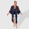 Пляжна туніка-халат oversize, 100% бавовна, чорна з принтом, розмір 50–56, Туреччина — фото 7