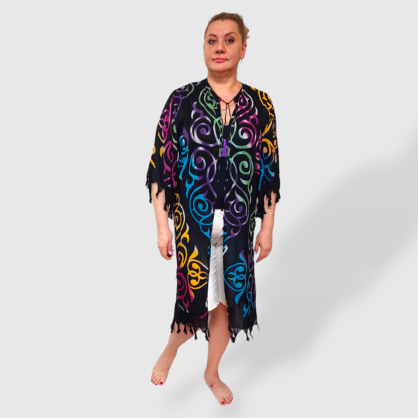 Пляжна туніка-халат oversize, 100% бавовна, чорна, розмір 50–56, Туреччина — фото 4