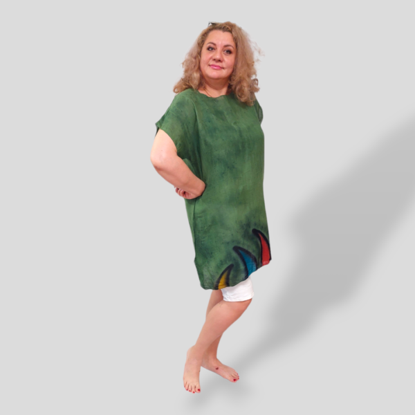 Жіноча пляжна туніка Oversize 50-56, 100% бавовна, зелена, Туреччина — фото 3