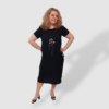 Літня сукня зі штапелю з вишивкою Merve Moda 128, Туреччина, чорна, розмір 50 (L) — фото 4