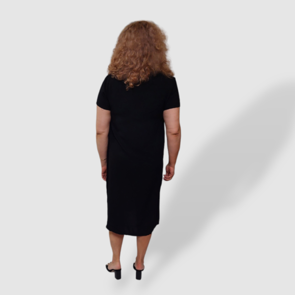 Літня сукня зі штапелю з вишивкою Merve Moda 128, Туреччина, чорна, розмір 50 (L) — фото 5