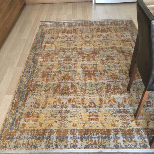 Килим з бахромою 80×150 см сіро-золотий REFORM CARPET IMAJ 1805, Туреччина, у вітальню, спальню, кухню — фото 6