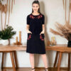 Літня сукня зі штапелю з вишивкою Merve Moda 342, Туреччина, чорна, розмір 48 (M) — фото 4