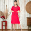 Літня сукня зі штапелю з вишивкою Merve Moda 342, Туреччина, коралова, розмір 50 (L) — фото 5