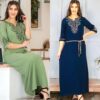 Літня довга сукня максі зі штапелю з вишивкою Merve Moda 432, Туреччина, розміри 46–54 — фото 4