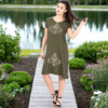 Літня жіноча сукня зі штапелю з вишивкою Merve Moda 424, Туреччина, хакі, розмір L (48) — фото 4