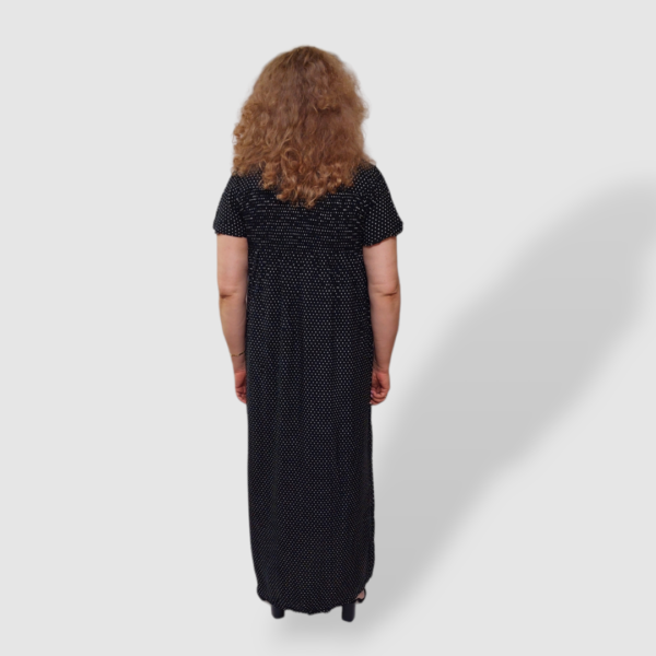 Літня штапельна довга сукня в горох Туреччина великі розміри 58 3XL Merve Moda 444 Чорний — фото 6