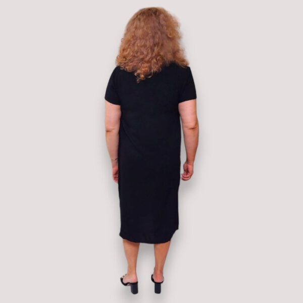Літня сукня зі штапелю з вишивкою Merve Moda 128, Туреччина, чорна, розмір 54 (2XL) — фото 4