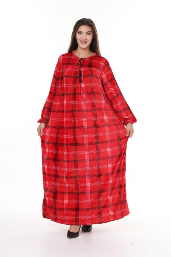 Домашнє велюрове плаття Merve Moda 477, червоне, Туреччина, 2XL (58–60) розмір UA — фото 4