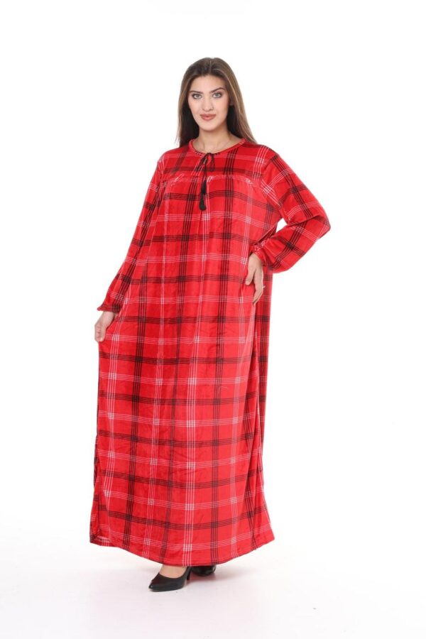 Домашнє велюрове плаття Merve Moda 477, червоне, Туреччина, 2XL (58–60) розмір UA — фото 5