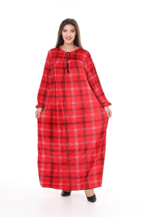 Домашнє велюрове плаття Merve Moda 477, червоне, Туреччина, 2XL (58–60) розмір UA — фото 6