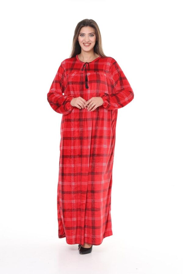 Домашнє велюрове плаття Merve Moda 477, червоне, Туреччина, 2XL (58–60) розмір UA — фото 7
