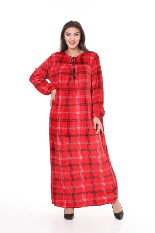 Домашнє велюрове плаття Merve Moda 477, червоне, Туреччина, 2XL (58–60) розмір UA — фото 8