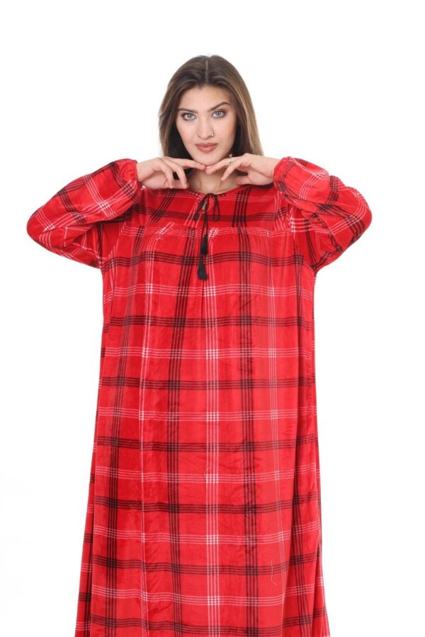 Домашнє велюрове плаття Merve Moda 477, червоне, Туреччина, 2XL (58–60) розмір UA — фото 3
