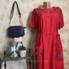 Літня сукня зі штапелю з вишивкою Merve Moda 342, Туреччина, рожева, розмір 52 (XL) — фото 7