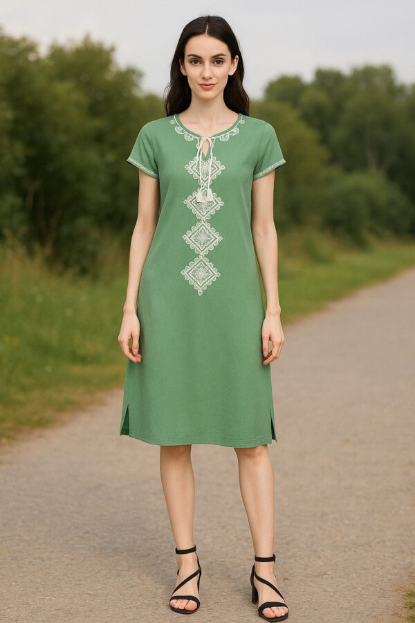 Жіноча літня сукня Merve Moda 427 зі штапелю, зелена, чорна, Туреччина, розмір 50–52 — фото 4