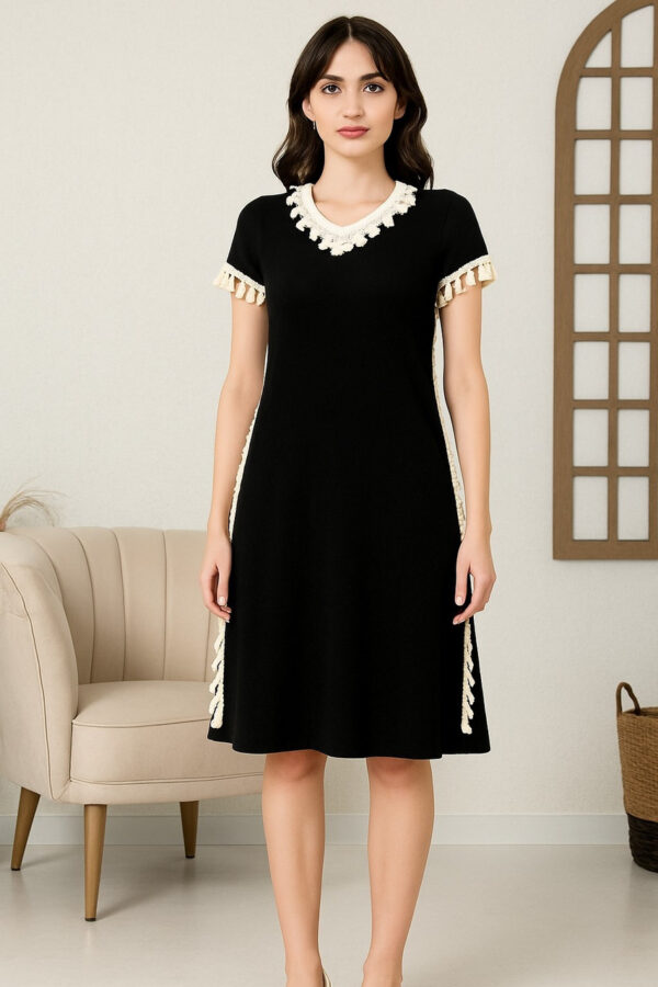 Жіноча літня сукня Merve Moda 435 зі штапелю, чорна, розмір 56 (3XL) — фото 3