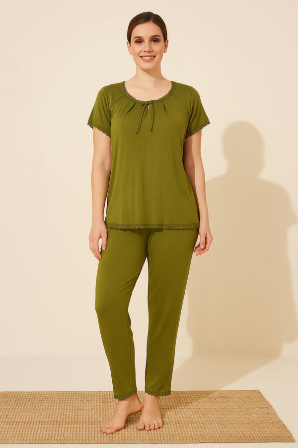 Жіночі піжами Pink Pelin, віскоза, Туреччина, розміри 48–54 L–XL, бордовий, зелений, червоний — фото 4