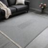 Турецький безворсовий килим Sacil Kilim 160×230 см, сірий, із геометричним візерунком і бахромою, бавовна та акрил — фото 2