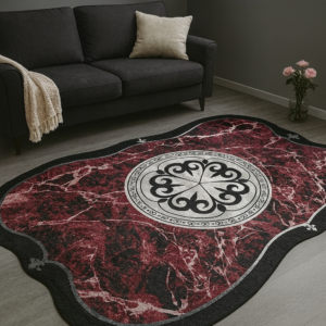 Бордовий безворсовий килим 150×230 см Cappio Halı, з цифровим друком, Туреччина