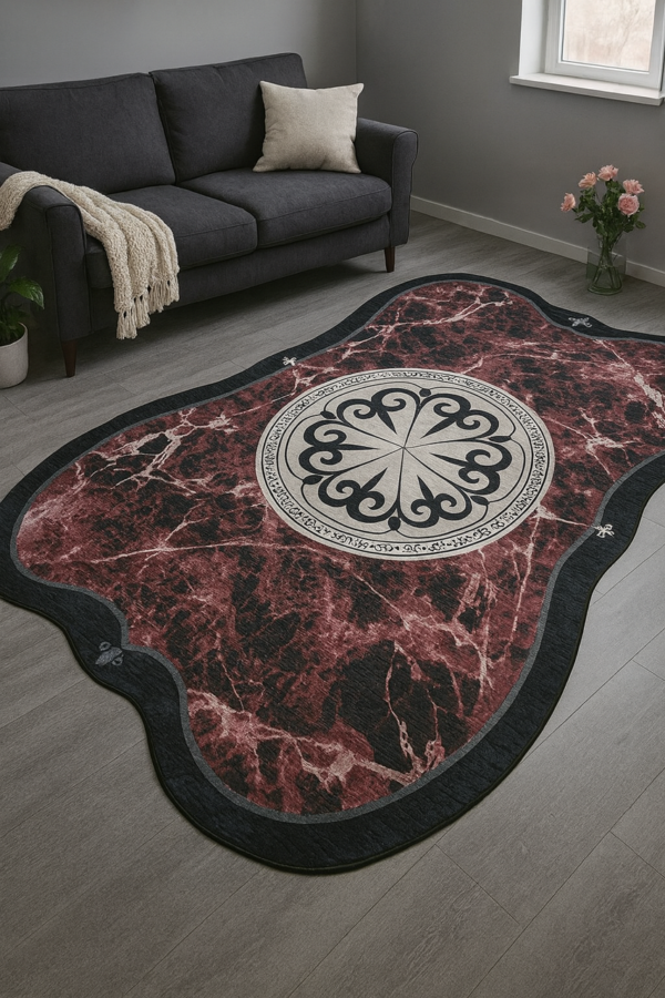 Бордовий безворсовий килим 150×230 см Cappio Halı, з цифровим друком, Туреччина — фото 8