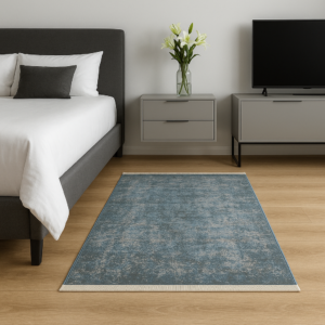Турецький килим з бахромою 80×150 см сіро-блакитний REFORM CARPET IMAJ 1801, Туреччина