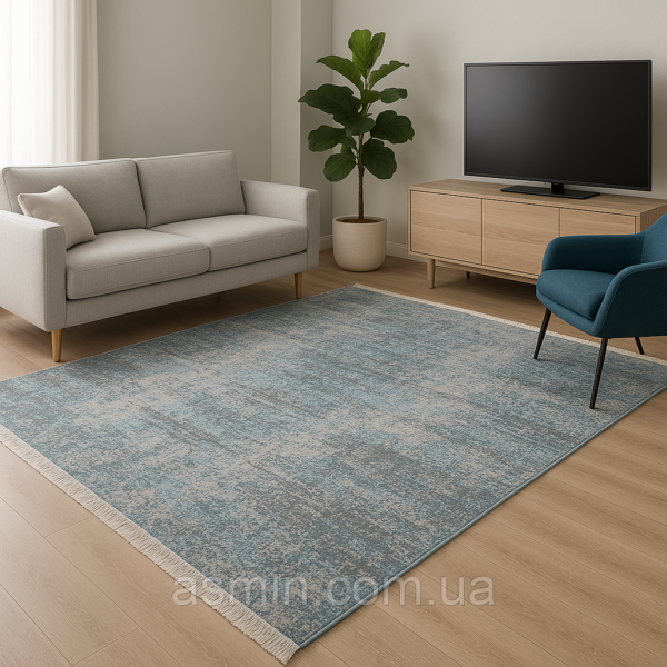 Турецький килим з бахромою 80×150 см сіро-блакитний REFORM CARPET IMAJ 1801, Туреччина — фото 4