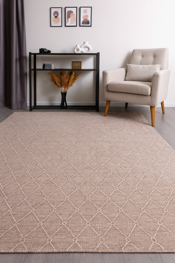 Код товара: 105661 Безворсовий килим з бахромою 120×180 см REFORM CARPET Nepal 6046, сизаль, бежевий, Туреччина — фото 3