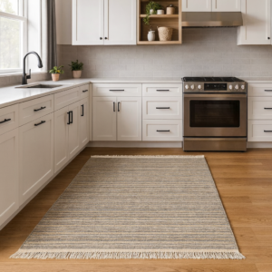 Безворсовий сіро-бежевий килим з бахромою 120×180 см REFORM CARPET Milano 8703, Туреччина