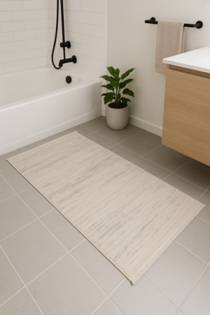Килимок для ванної з бахромою 80×150 см кремово-сірий REFORM CARPET ENN STYLE 1002, Туреччина