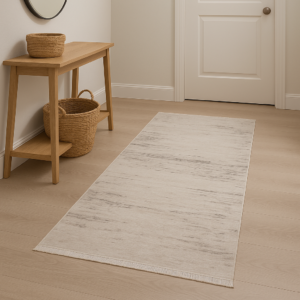 Турецький килим з бахромою 80×150 см кремово-сірий REFORM CARPET ENN STYLE 1002, у вітальню, спальню, кухню